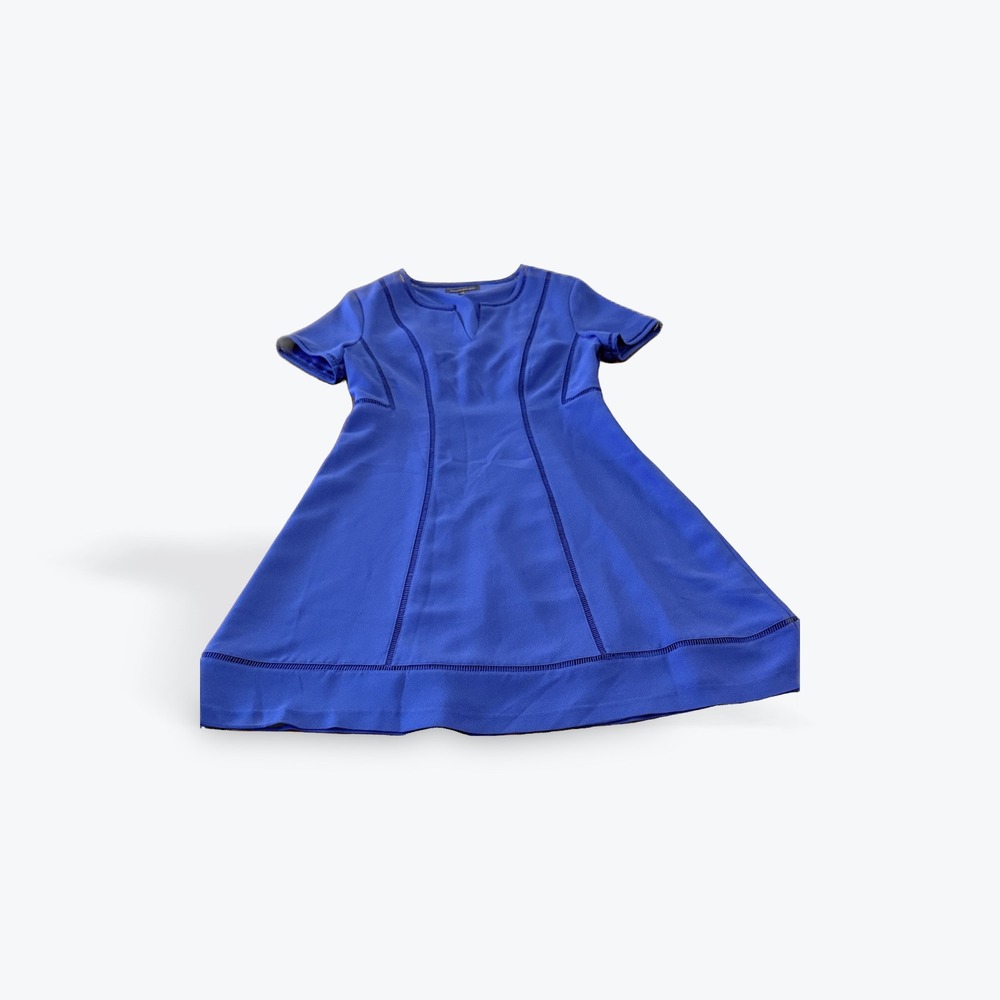 Banana‎ Republic Blue Sheath Dress V Neck Short Sleeve Knee Length Size 4 - Picture 7 of 14